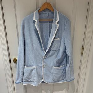 Sky Blue Men's Blazer with White Accents